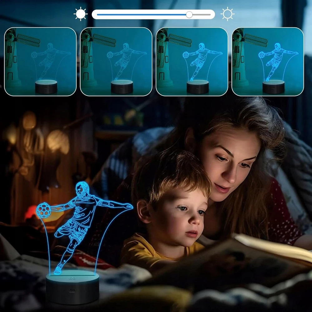 Sferazabawek Lampka Nocna 3D LED PIŁKARZ Rumbigo Pilot 16 Kolorów USB Prezent dla Chłopc
