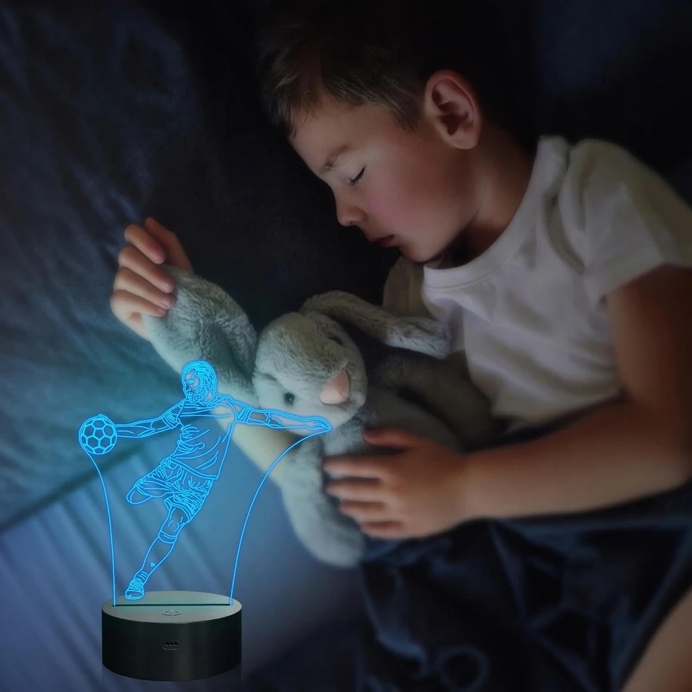 Sferazabawek Lampka Nocna 3D LED PIŁKARZ Rumbigo Pilot 16 Kolorów USB Prezent dla Chłopc