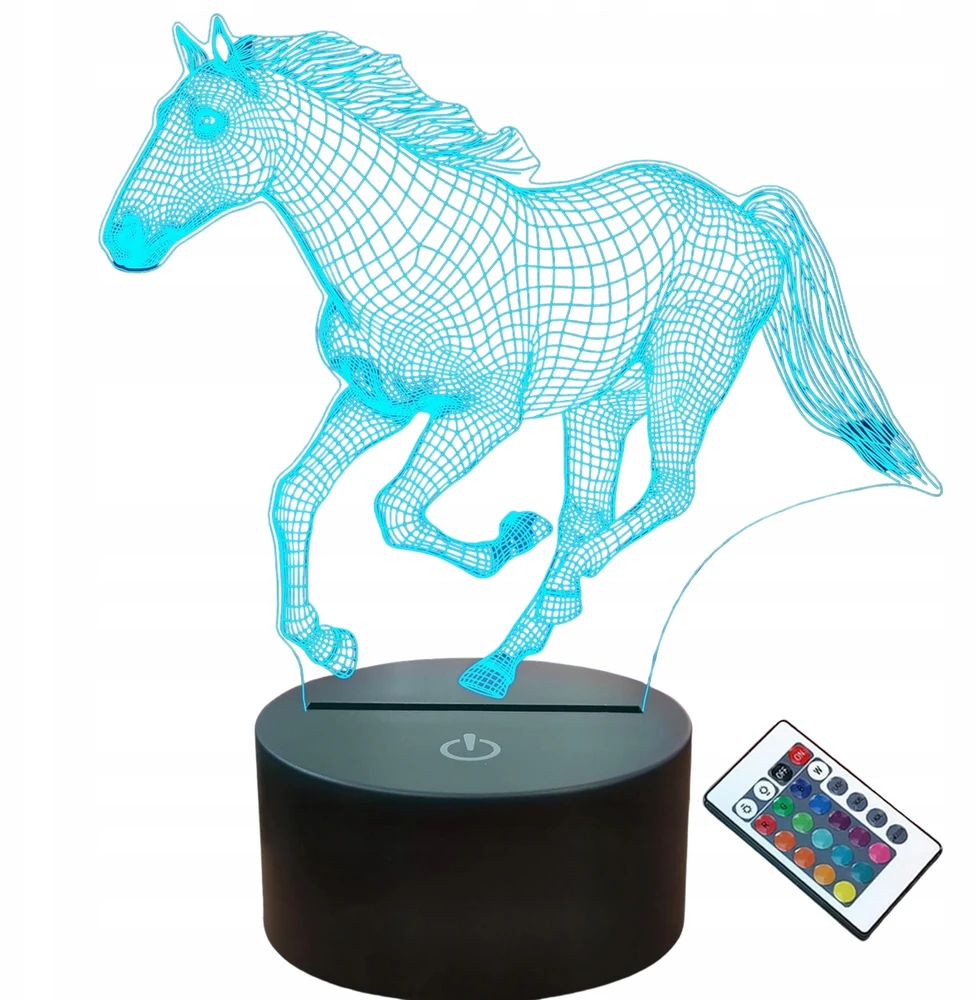 Sferazabawek Naktinė lempa 3D KOŃ LED ILUZJA PREZENT DLA DZIECI USB BATERIE + Pultas Sfera