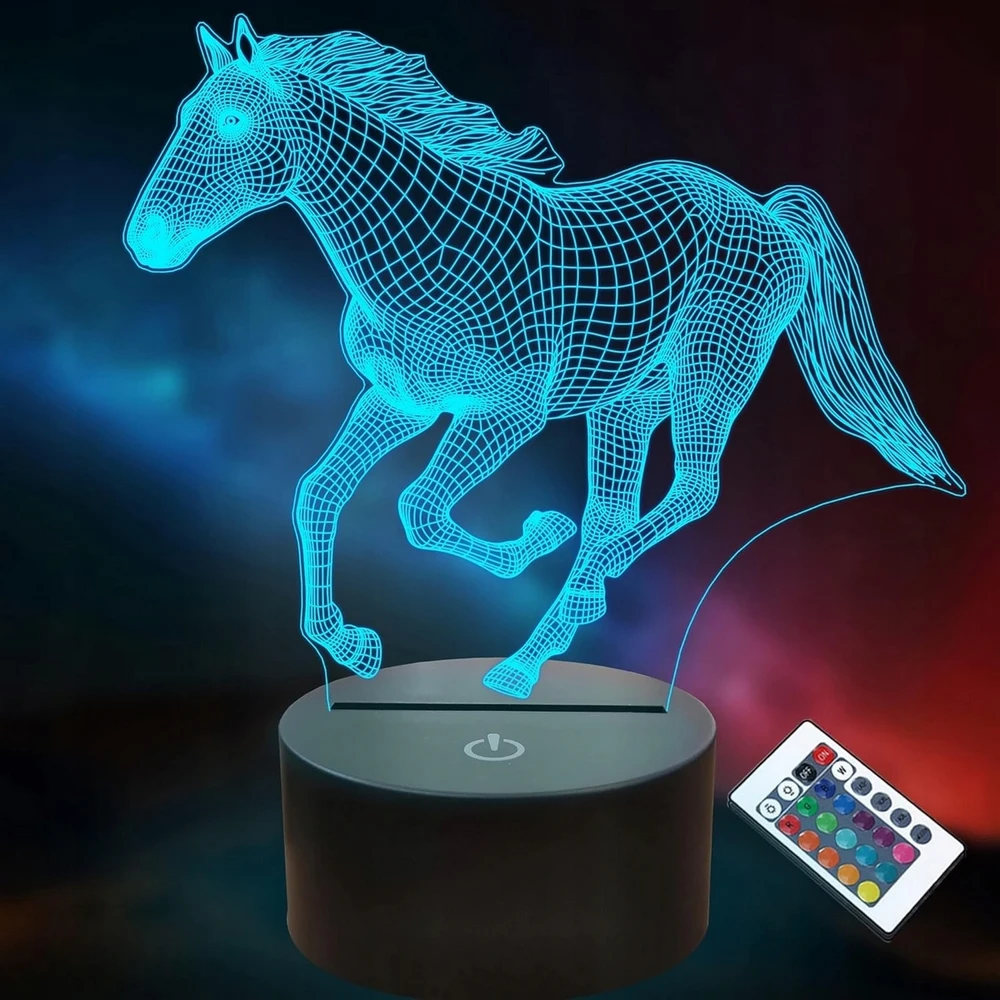 Sferazabawek Naktinė lempa 3D KOŃ LED ILUZJA PREZENT DLA DZIECI USB BATERIE + Pultas Sfera