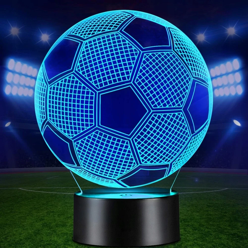 Sferazabawek Naktinė lempa PODŚWIETLANA 3D LED PIŁKA NOŻNA KABELIS USB + Pultas
