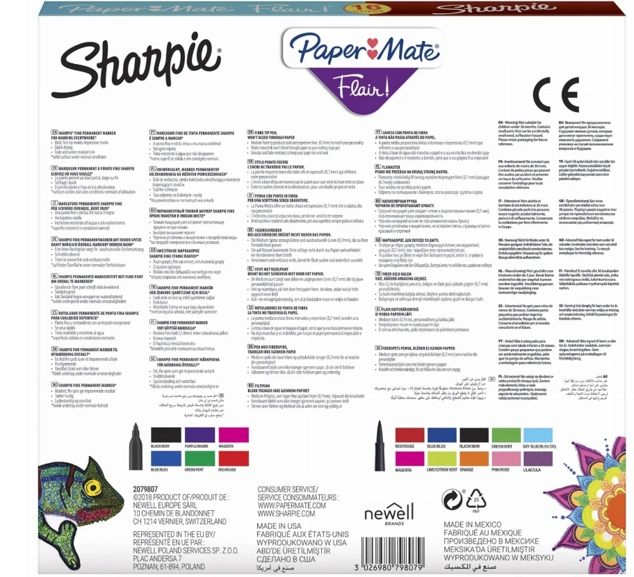 Sharpie ir Paper Mate Flair markeriu rinkinys, 16 vnt.