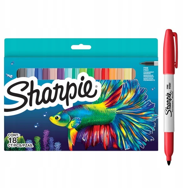 "Sharpie" plonų žymeklių rinkinys, 18 spalvų - žuvis - 2201230