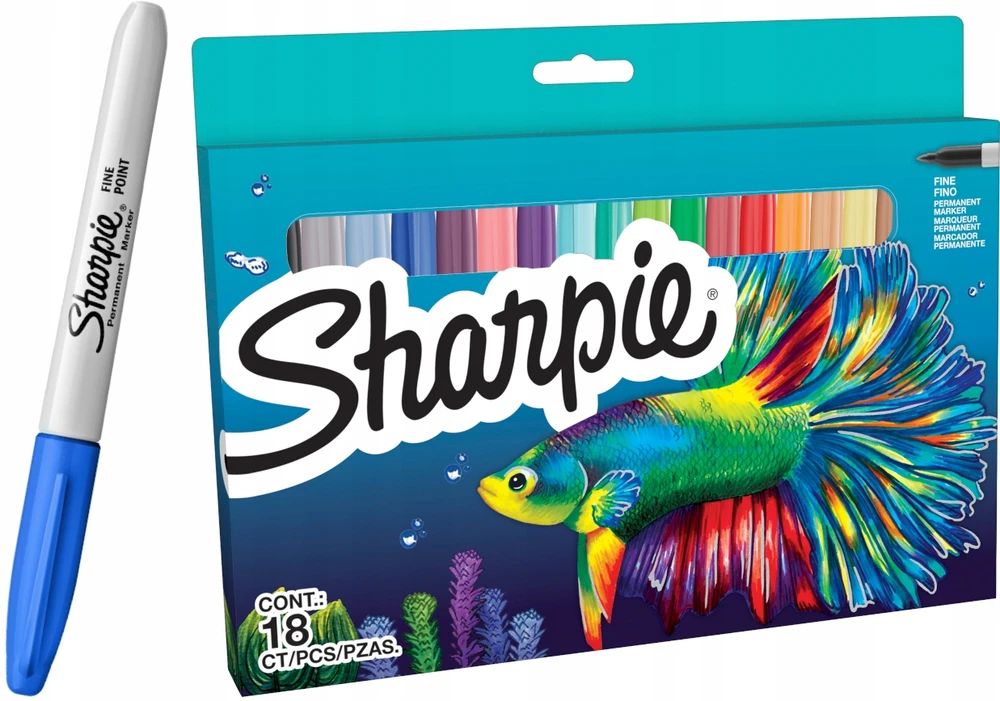 "Sharpie" plonų žymeklių rinkinys, 18 spalvų - žuvis - 2201230