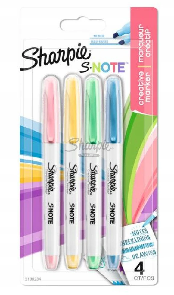 Markerių rinkinys Sharpie S-note Mix 4 vnt. - 2138234