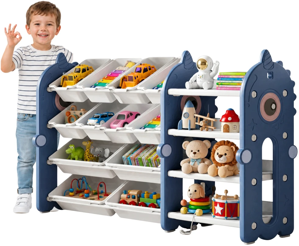 Shopek REGAŁ POJEMNIK ORGANIZER SZAFKA PÓŁKA NA ZABAWKI KSIĄŻKI DLA DZIECI 130cm