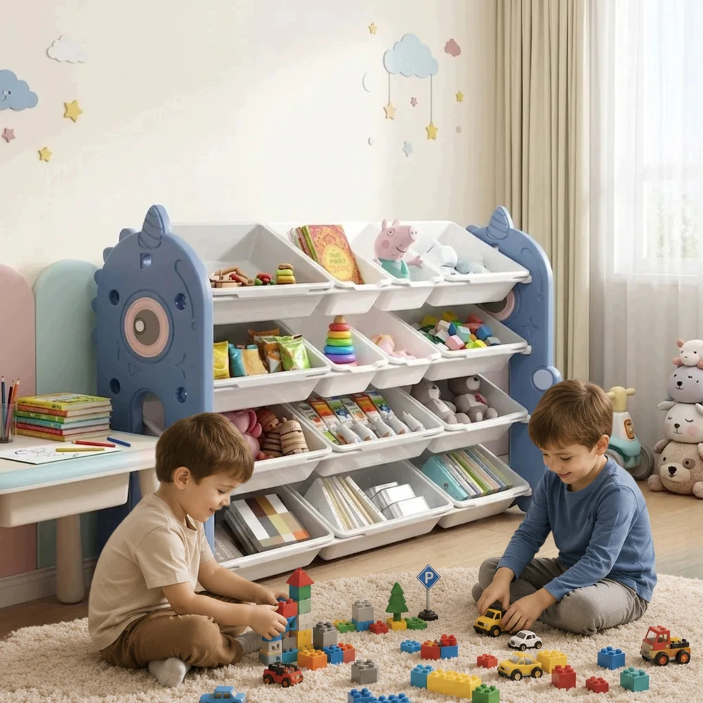 Shopek REGAŁ POJEMNIK ORGANIZER SZAFKA PÓŁKA NA ZABAWKI KSIĄŻKI DLA DZIECI 105cm