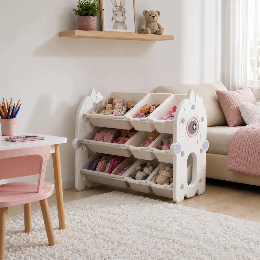 Shopek REGAŁ POJEMNIK ORGANIZER SZAFKA PÓŁKA NA ZABAWKI KSIĄŻKI DLA DZIECI 84cm