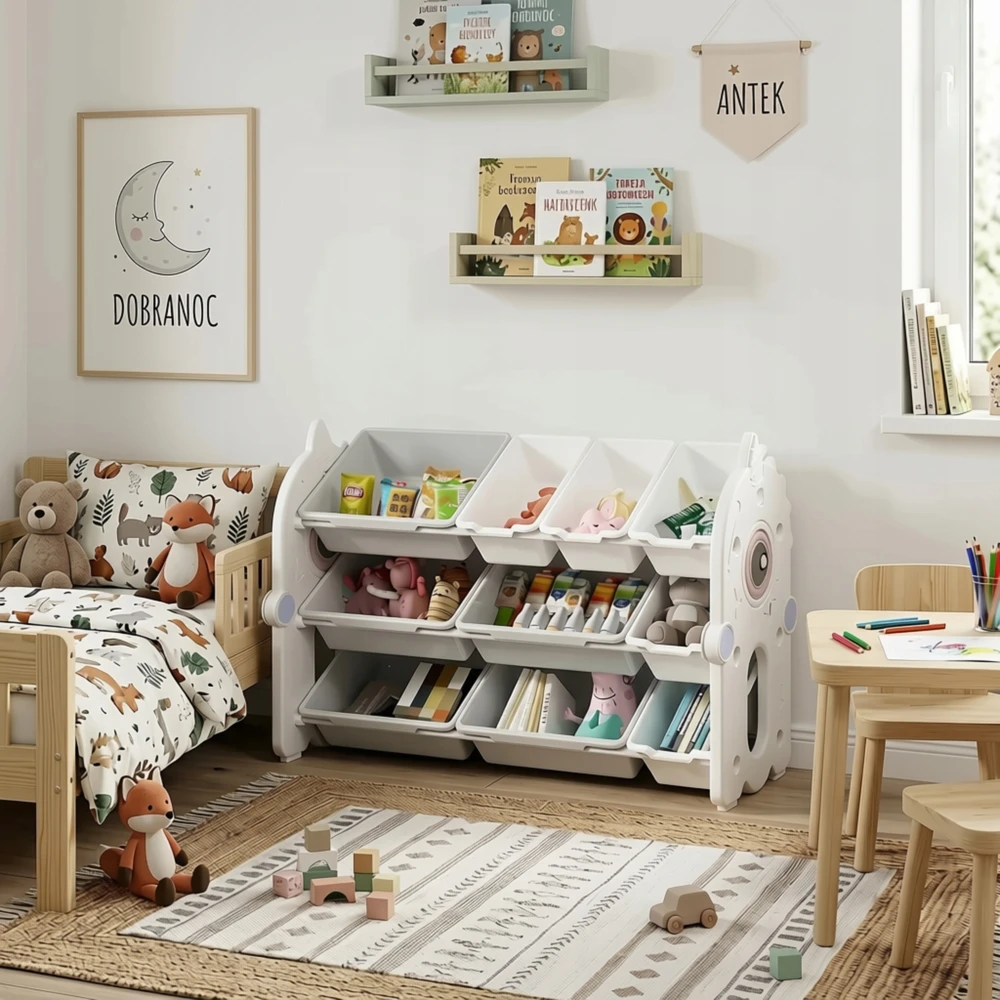 Shopek REGAŁ POJEMNIK ORGANIZER SZAFKA PÓŁKA NA ZABAWKI KSIĄŻKI DLA DZIECI 105cm