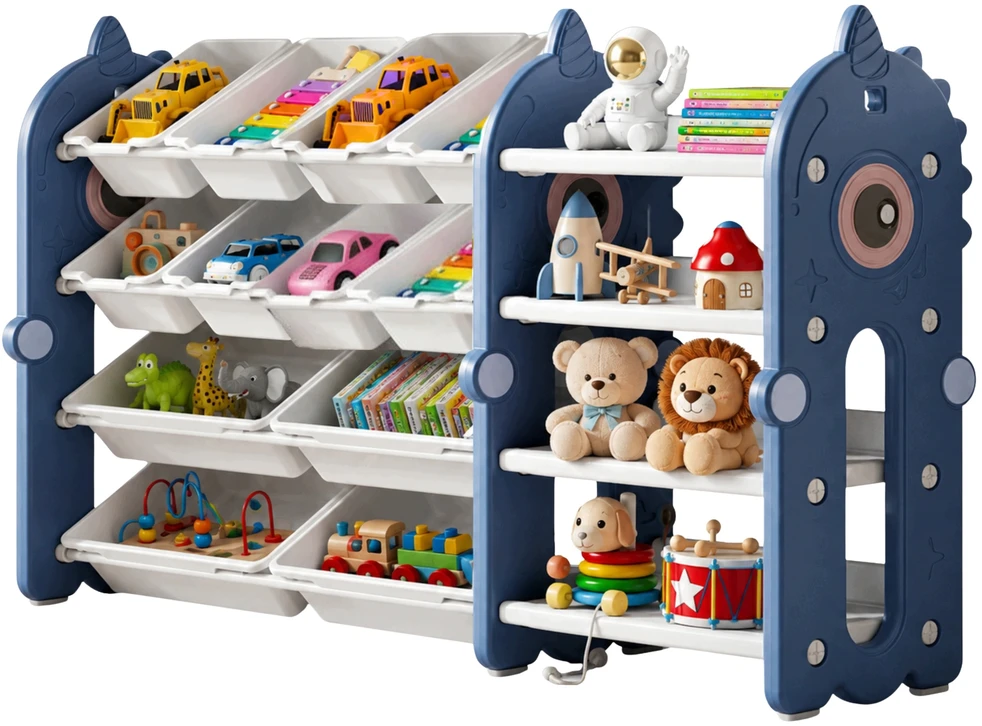 Shopek REGAŁ POJEMNIK ORGANIZER SZAFKA PÓŁKA NA ZABAWKI KSIĄŻKI DLA DZIECI 130cm