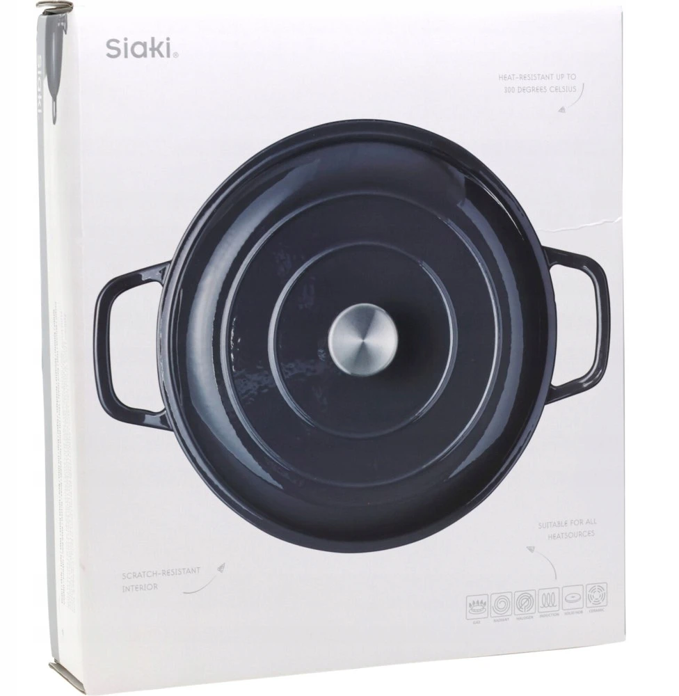 Siaki Collection Ketaus keptuvė su dangčiu, 30 cm, pilka