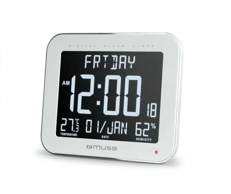 Muse | Sieninis laikrodis with Alarm Function | M-090 WMC | Baltas