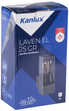 Sieninis šviestuvas Sieninis lauko šviestuvas KANLUX Laven, IP44, 1 x E27, max 10W, 13,5 x 8 x 25 cm