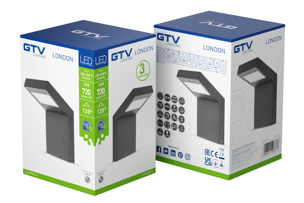 Sodo šviestuvas LONDON LED,10W,720lm,IP54,AC220-240V,50/60Hz,4000K,sieninis šviestuvas, ju