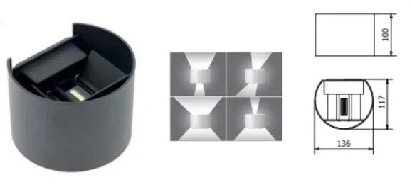 MISSOURI-O LED lempa, 7W, 540lm, AC220-240V, 50/60 Hz, PF>0,5, Ra≥80, IP54, IK08, 4000K, r