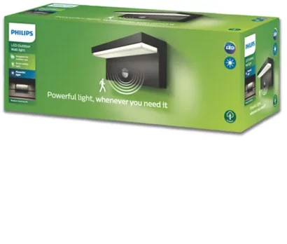 2x4,5W LED sieninis lauko šviestuvas PHILIPS BUSTAN, antracito sp., 2700K, IP44, su judesio davikliu