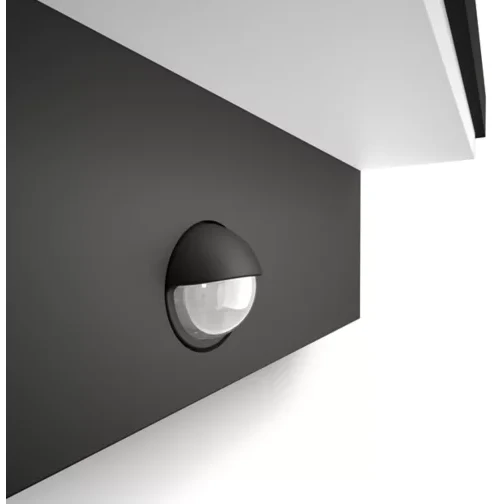 2x4,5W LED sieninis lauko šviestuvas PHILIPS BUSTAN, antracito sp., 2700K, IP44, su judesio davikliu