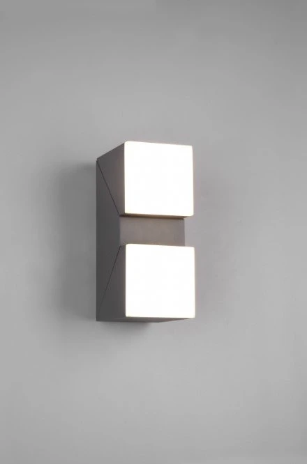 Sieninis šviestuvas DELIGHT Sieninis LED lauko šviestuvas TRIO Avon, IP54, 7W, 3000 K, 2 x 800 lm, antracito sp, h28 cm