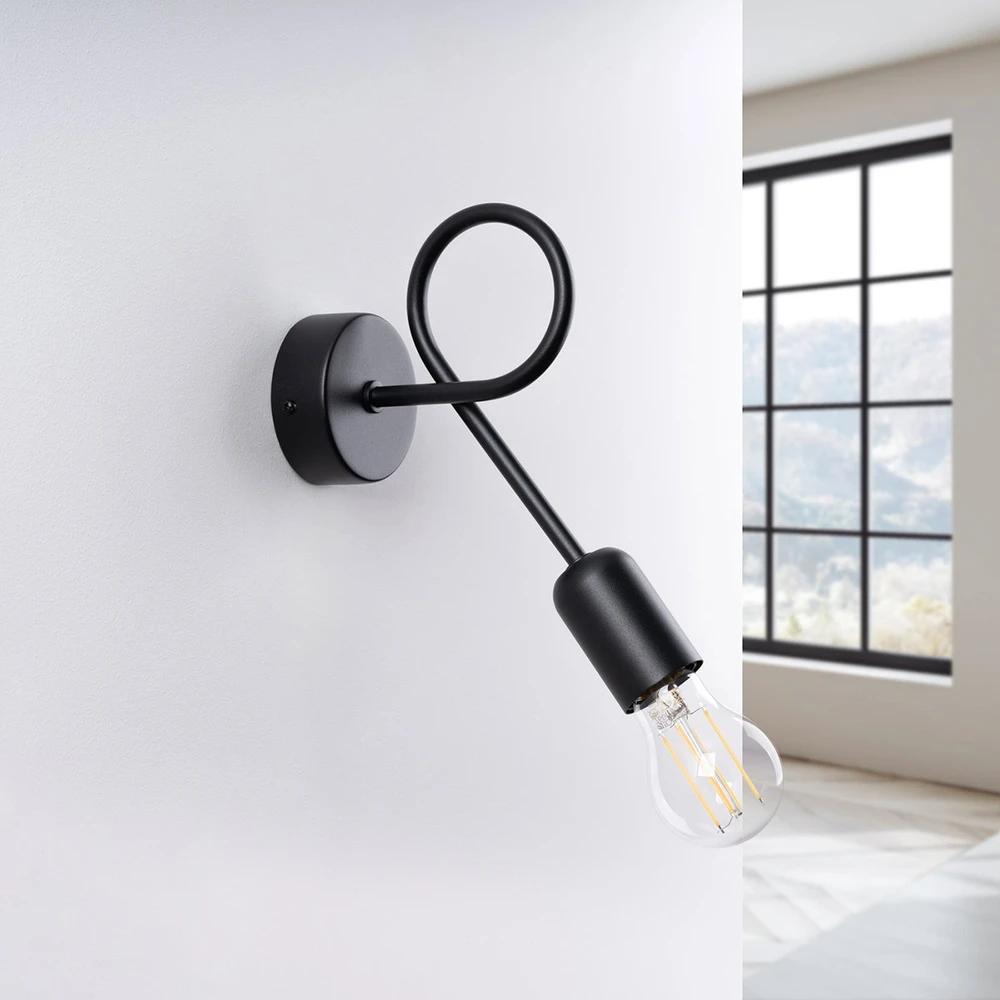 Sollux Lighting Sieninis šviestuvas LOOP juodas