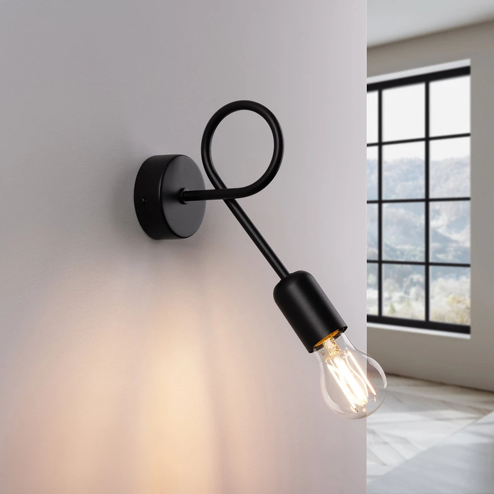 Sollux Lighting Sieninis šviestuvas LOOP juodas