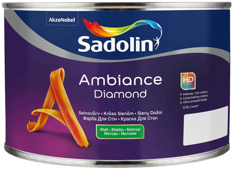 Sienų dažai SADOLIN AMBIANCE DIAMOND, BW bazė, baltos sp., matiniai, 2,5 l