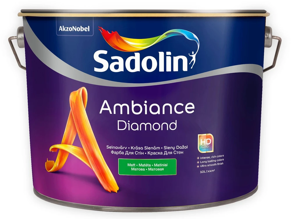 Sienų dažai SADOLIN AMBIANCE DIAMOND, BW bazė, baltos sp., matiniai, 10 l