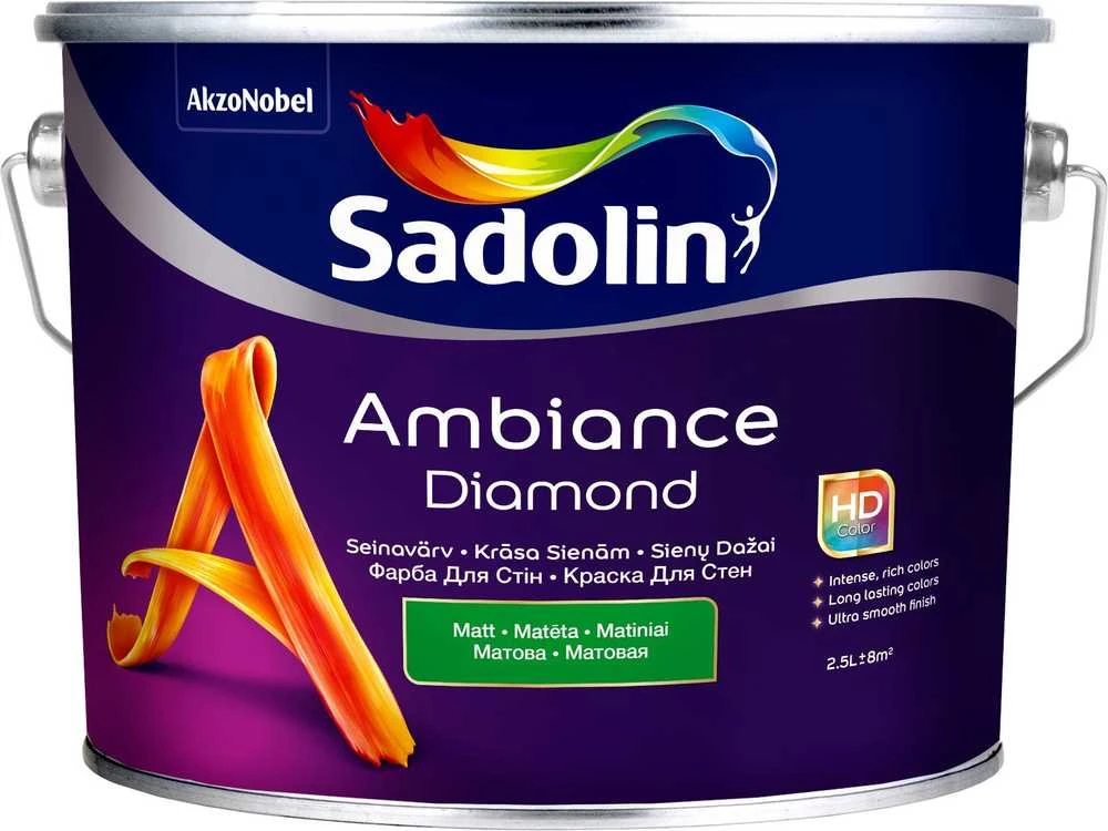 Sienų dažai SADOLIN AMBIANCE DIAMOND, BW bazė, baltos sp., matiniai, 10 l