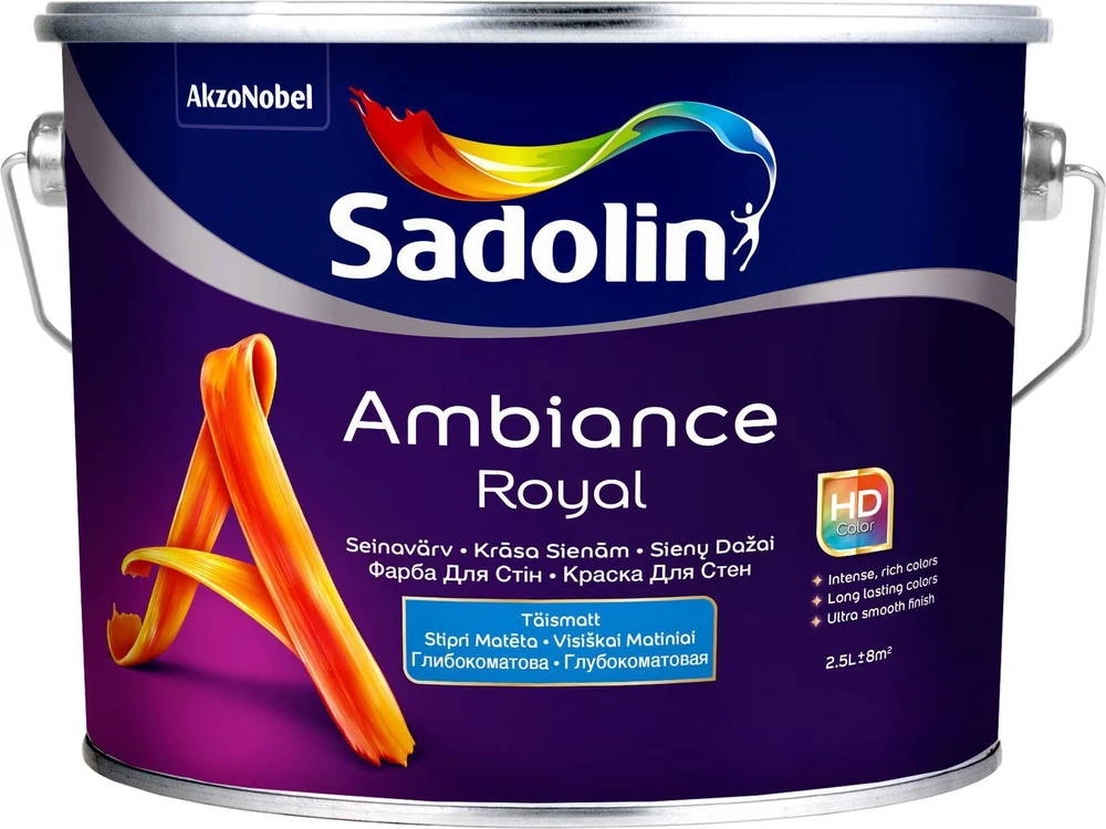 Sienų dažai SADOLIN AMBIANCE PEARL, BW bazė, baltos sp., pusiau matiniai, 2,5 l