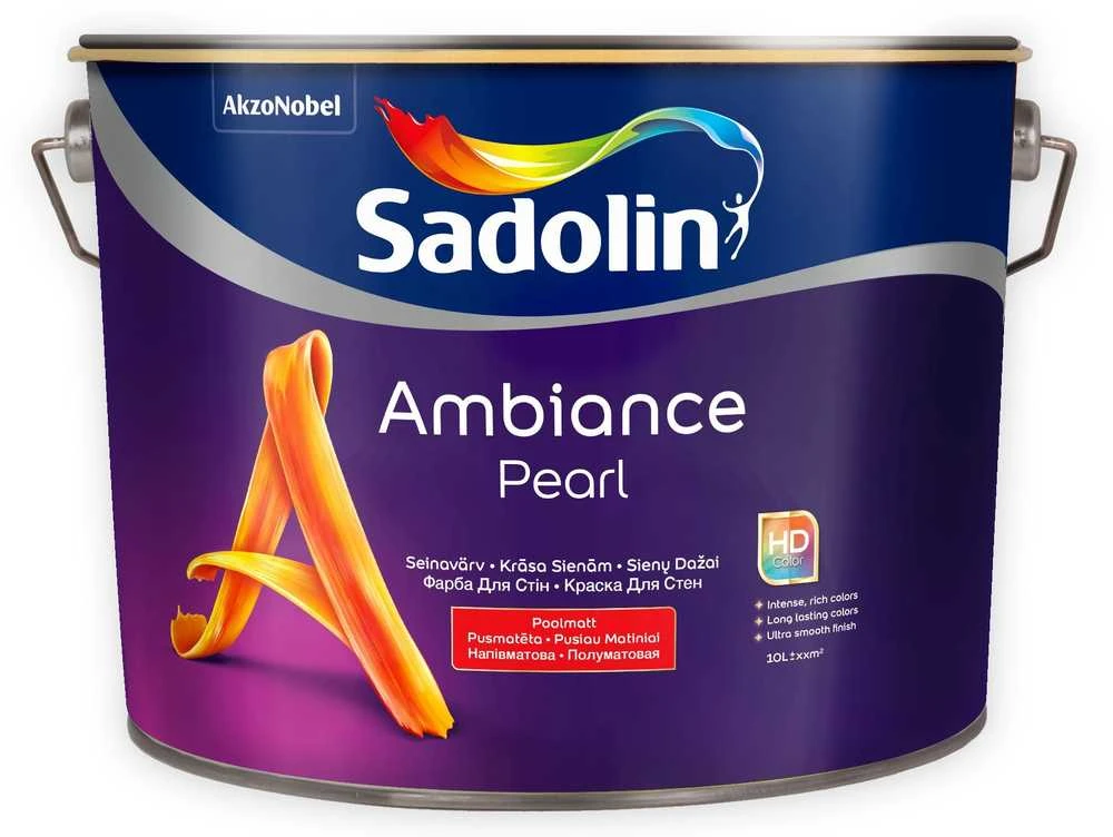 Sienų dažai SADOLIN AMBIANCE PEARL, BW bazė, baltos sp., pusiau matiniai, 2,5 l