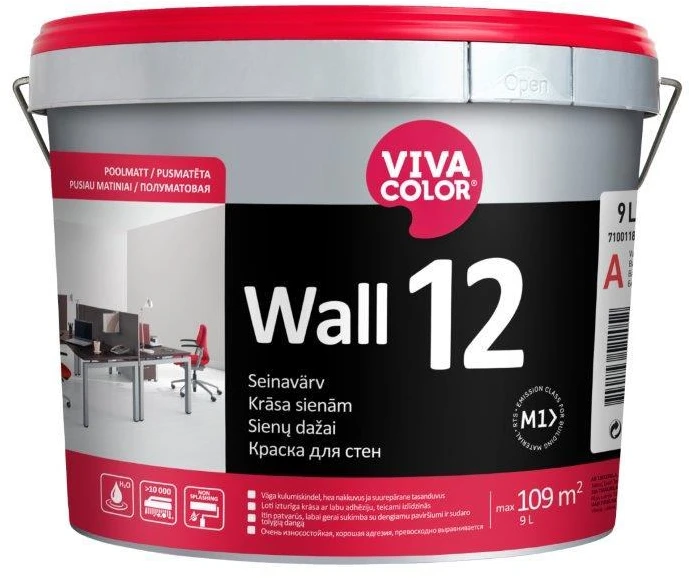 Sienų dažai VIVACOLOR Žalias LINE WALL 20, pusiau matiniai, baltos sp., A bazė, 11,7 l