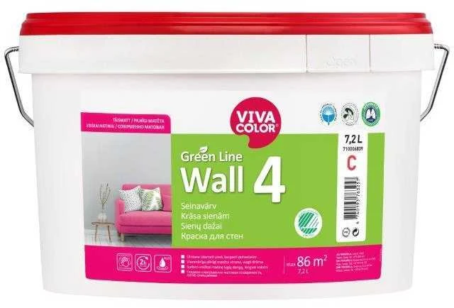 Sienų dažai VIVACOLOR Žalias LINE WALL 4, matiniai, baltos sp., A bazė, 2,7 l
