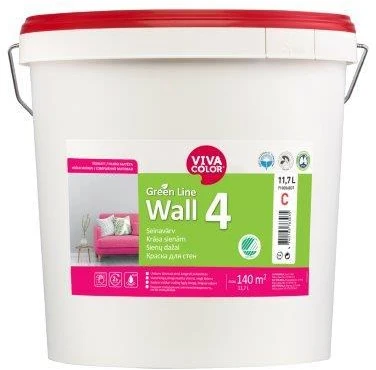 Sienų dažai VIVACOLOR Žalias LINE WALL 4, matiniai, baltos sp., A bazė, 2,7 l