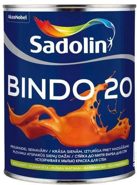 Sienų ir lubų dažai SADOLIN BINDO 20, pusiau matiniai, baltos sp., BW bazė, 0,9 l