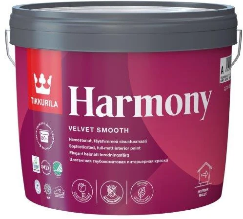 Sienų ir lubų dažai TIKKURILA HARMONY, visiškai matiniai, baltos sp., A bazė, 900 ml