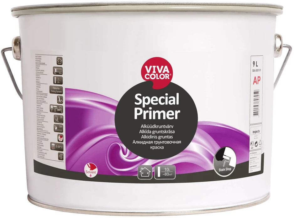 Vivacolor Sienų ir lubų gruntiniai dažai PRIMER 1, visiškai matiniai, baltos sp., AP bazė, 2,7 l