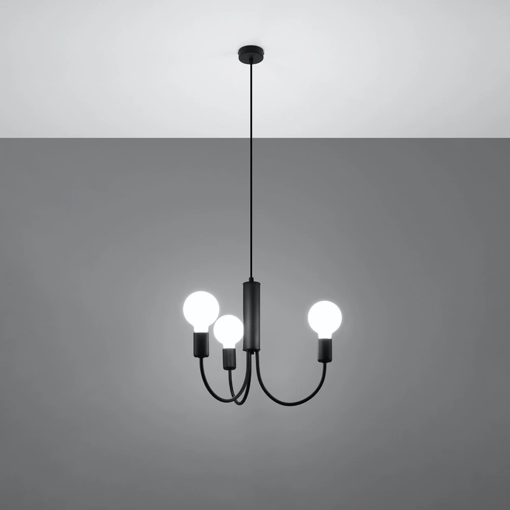Pakabinamas šviestuvas Sollux Lighting Šviestuvas PICCOLO 3 juodas