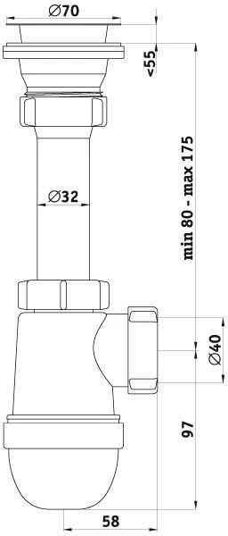 Sifono alkūnė VIEGA, plastikinė d40
