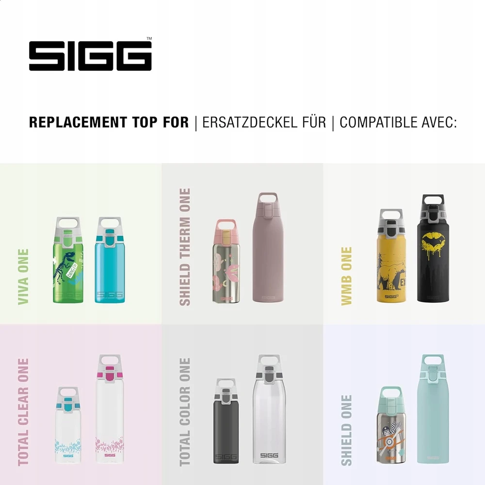 Gertuvė „Sigg WMB“ vieno viršutinio antracito uždarymas (vieno dydžio), atsarginė dalis „Sigg“ gėrimo buteliui, vienas pritaikytas naudoti ir nuotėkis -atsparus užraktas, pilkas