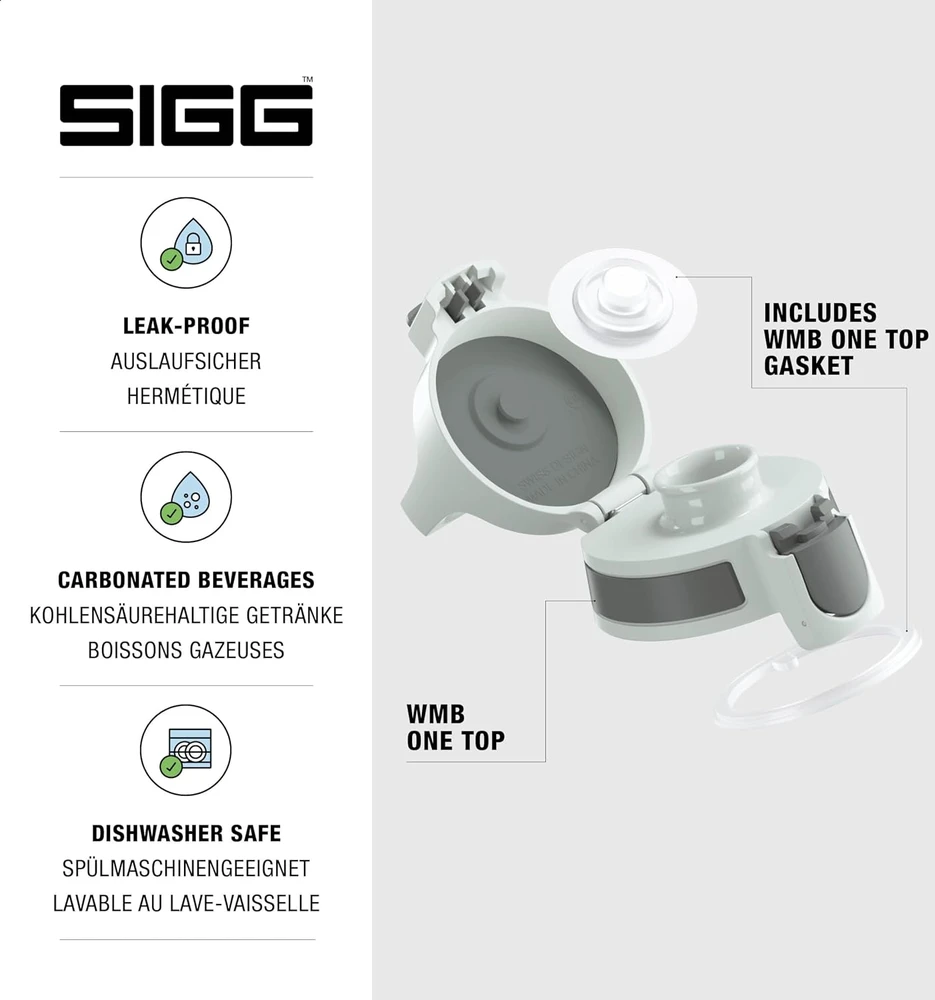 Gertuvė „Sigg WMB“ vieno viršutinio antracito uždarymas (vieno dydžio), atsarginė dalis „Sigg“ gėrimo buteliui, vienas pritaikytas naudoti ir nuotėkis -atsparus užraktas, pilkas