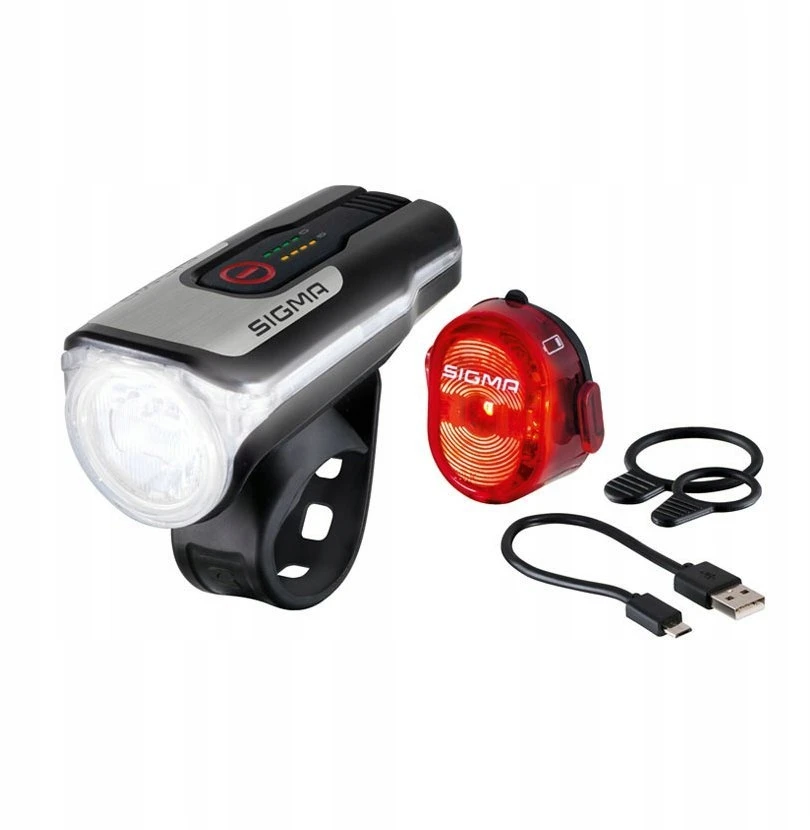 SIGMA AURA 80 USB priekinis žibintas + NUGGET II galinis žibintas