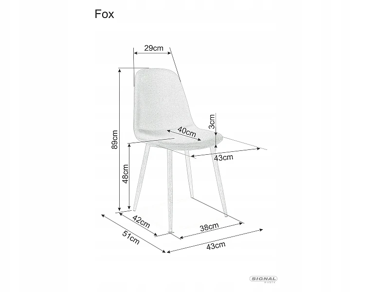 Signal Meble Signal Pilku audiniu apmušta kėdė virtuvei ir valgomajam FOX