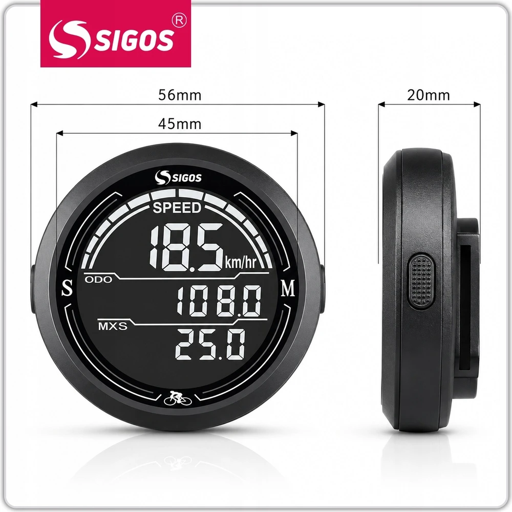 Sigos DVIRAČIO SKAITIKLIS - VANDENIUI atsparus LCD GREIČIO MATAS DVIRAČIUI