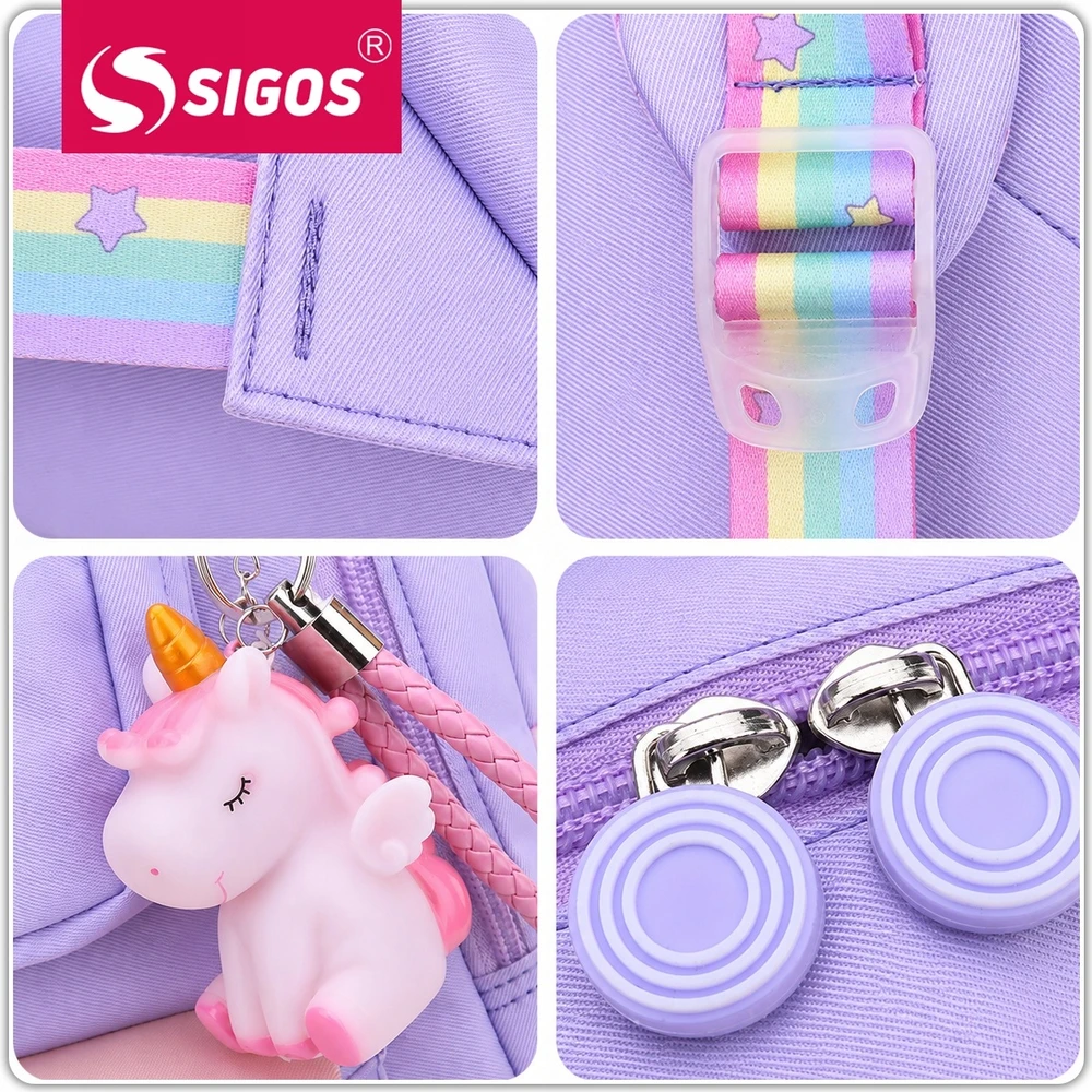 Sigos Kuprinė Szkolny Dziewczęcy A4 Kuprinė Violetinis Wodoodporny Unicorn