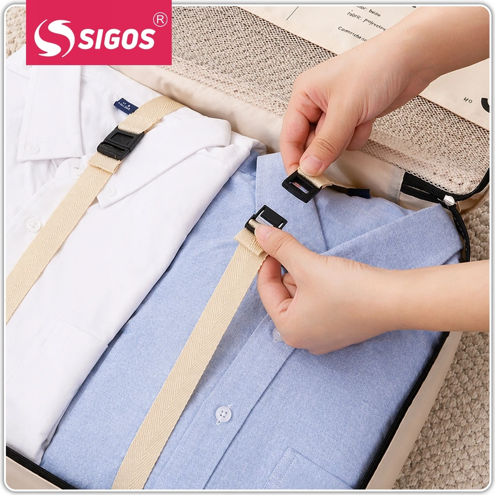 Sigos ORGANIZATORIAUS RINKINYS KELIONIŲ ORGANIZATORIUS lagaminai DRABUŽIAI SPINTOS RINKINYS 7 vnt BEIGE