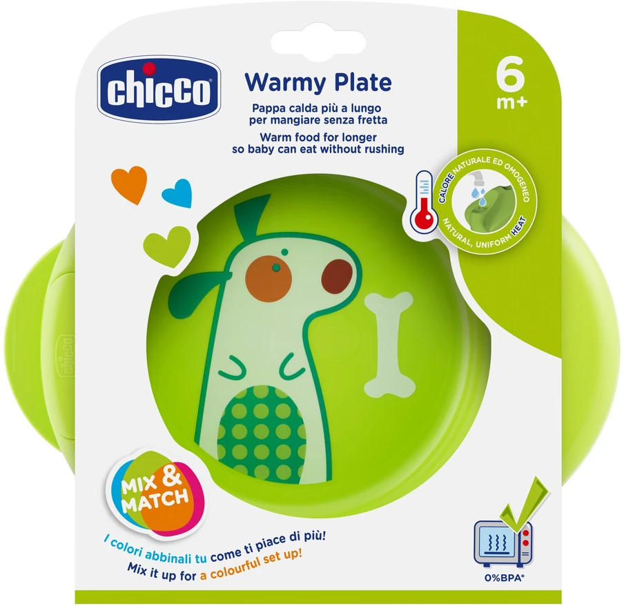 Šildoma vaikiška lėkštė Chicco, +6m, žalia