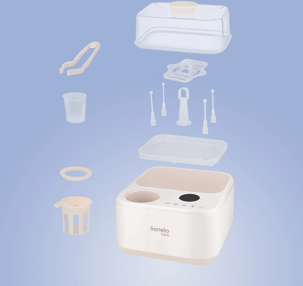 ŠILDYMO STERILIZATORIUS buteliams 4 buteliai Lionelo Steamup džiovinimui