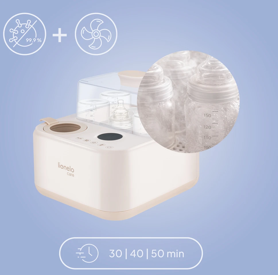 ŠILDYMO STERILIZATORIUS buteliams 4 buteliai Lionelo Steamup džiovinimui