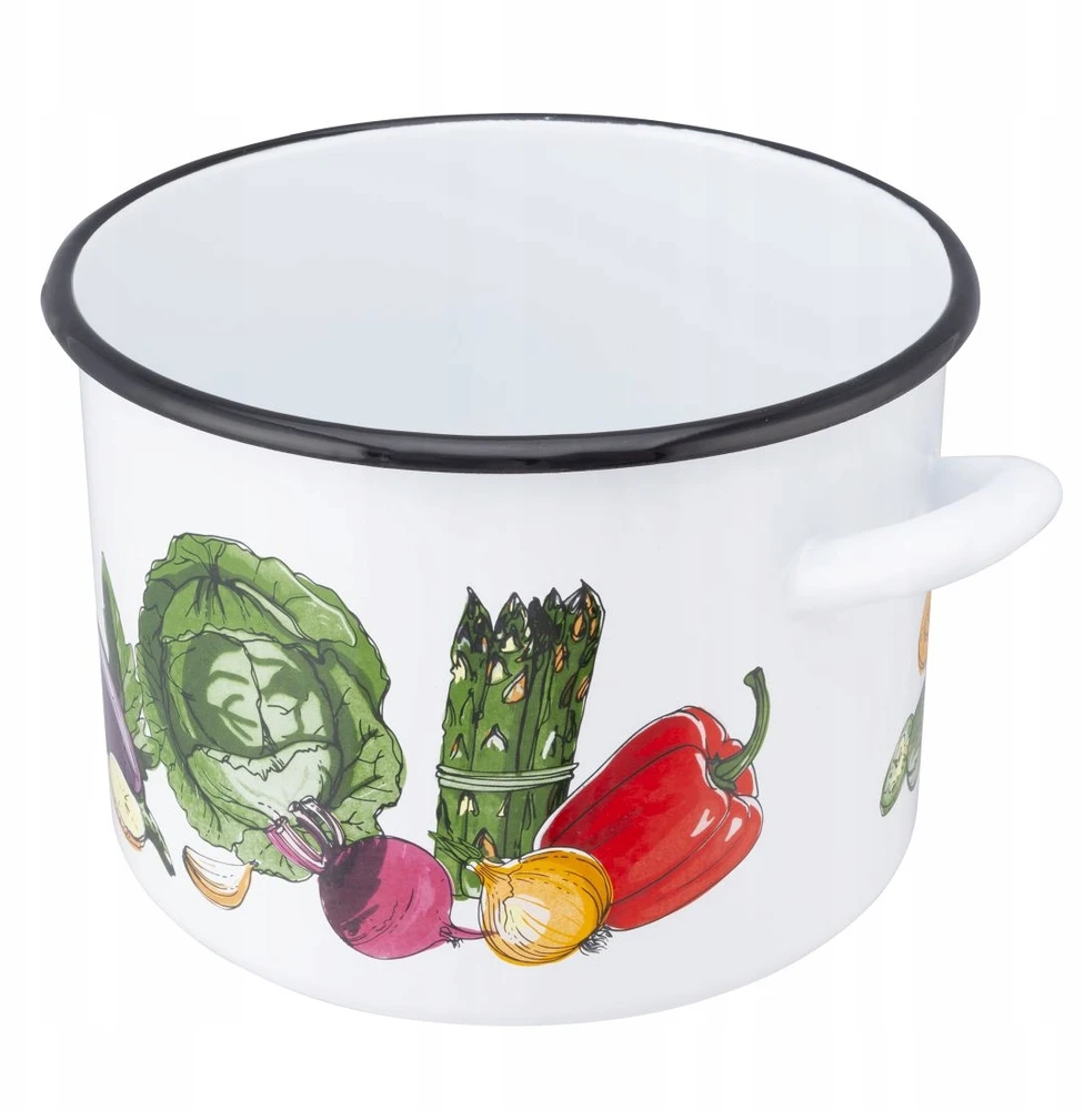 Silesia Atsarginis puodas didelis emaliuotas puodas Silezijos baltas Daržovės 24 cm 7,5 l