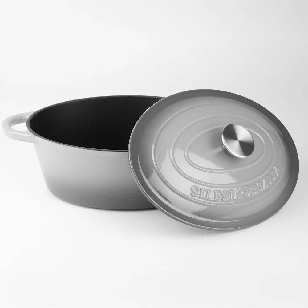 Silesia Emalia Emaliuota ketaus kepimo skarda 29cm pilka INDUKCINĖ DUJINĖ ORŠTINĖ