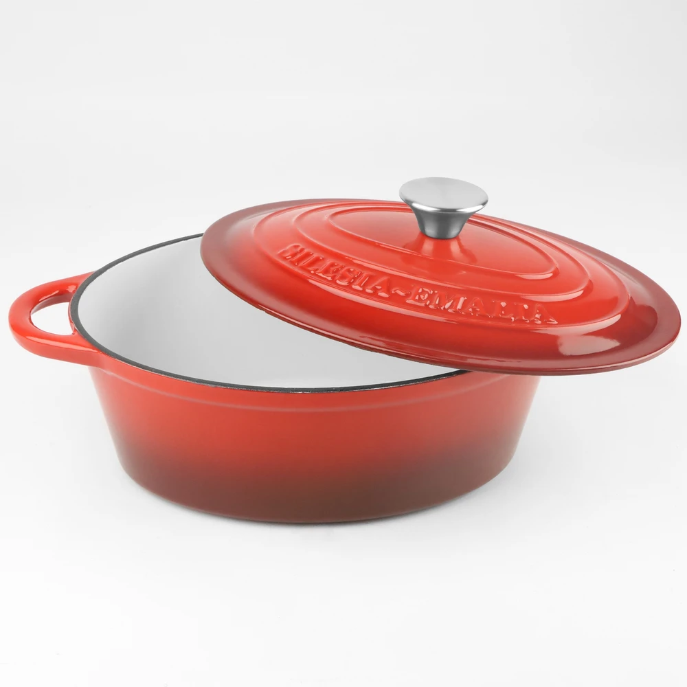 Silesia Emalia Emaliuota ketaus kepimo skarda 29cm raudona INDUKCINĖ DUJINĖ ORŠTINĖ